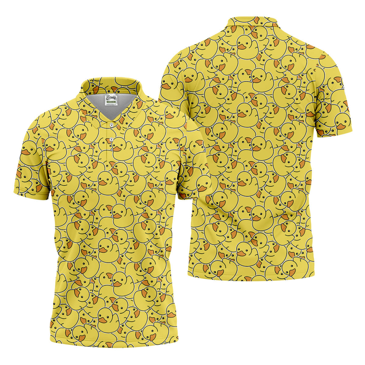 Cute Yellow Rubber Duck Pattern Golf Shirt, Hawaiian Golf Shirt, Mens Golf Shirts, Golf Apparel For Men