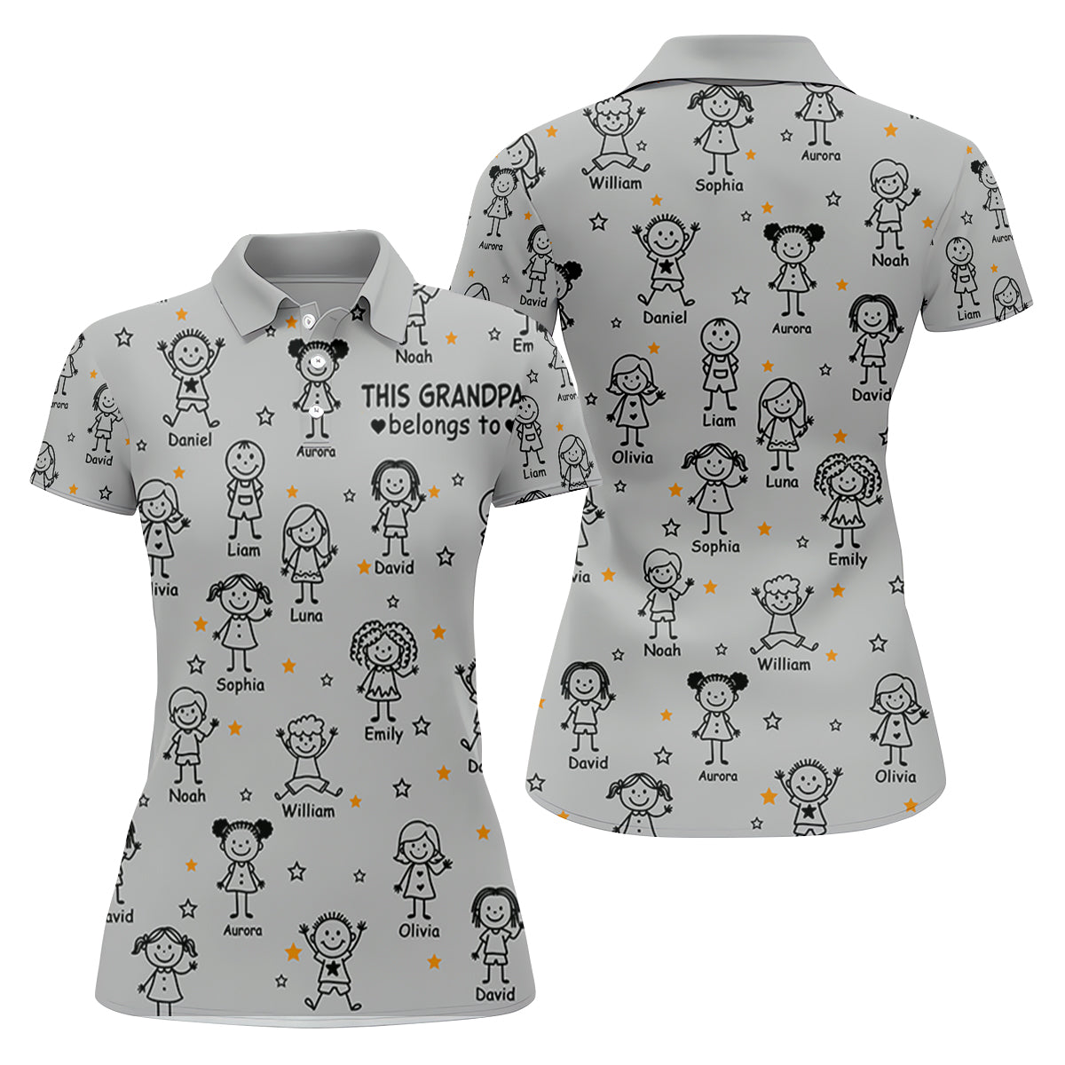 This Grandpa Dad Belongs To Kids Pet Grey Golf Shirt, Ladies Golf Tops, Women Golf Top, Golfing Apparel
