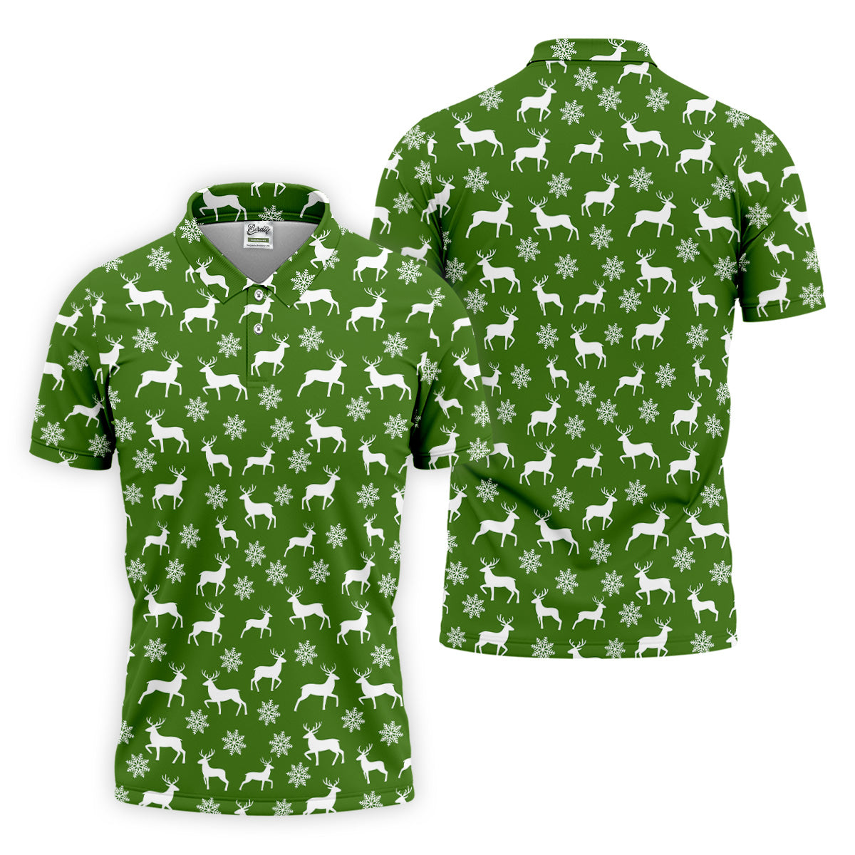 Reindeer Christmas Green Golf Shirt, Christmas Golf Shirt, Polo ShirtFor Men, Golf Shirts For Men