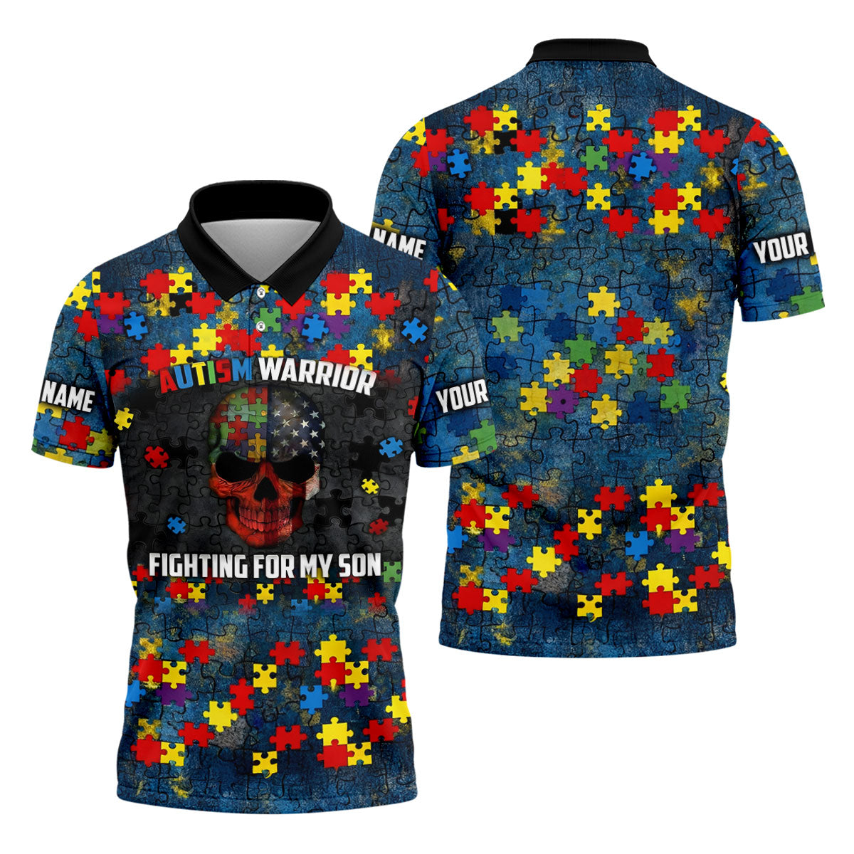 Autism Warrior Fighting For My Son Colorful Puzzles Golf Tops For Men, Father's Day Golf Gift