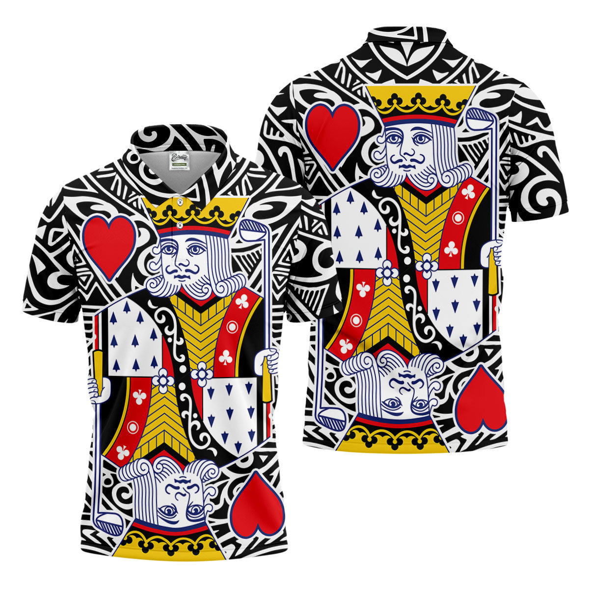 King Of Hearts Playing Card Golf Shirt, Men's Golf Shirt, Hawaiian Golf Shirt, Polo Shirts For Men