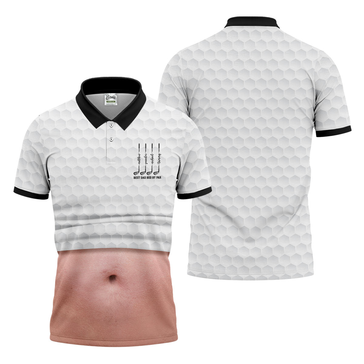 Best Dad Bod By Par White Men's Funny Golf Polo Shirtr's Day Golf Shirt, Golf Gift For Dad