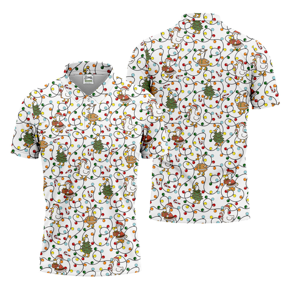 Funny Duck Merry Xmas White Golf Shirts, Gifts For Golf Lovers, Polo ShirtFor Men, Golfing Apparel