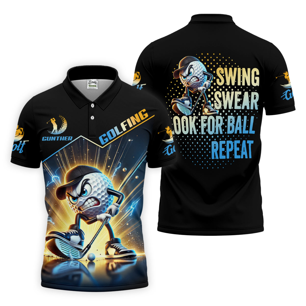 Swing Swear Look For Ball Repeat Fun Golf Shirt, Golf Shirts For Men, Golf Gift For Men