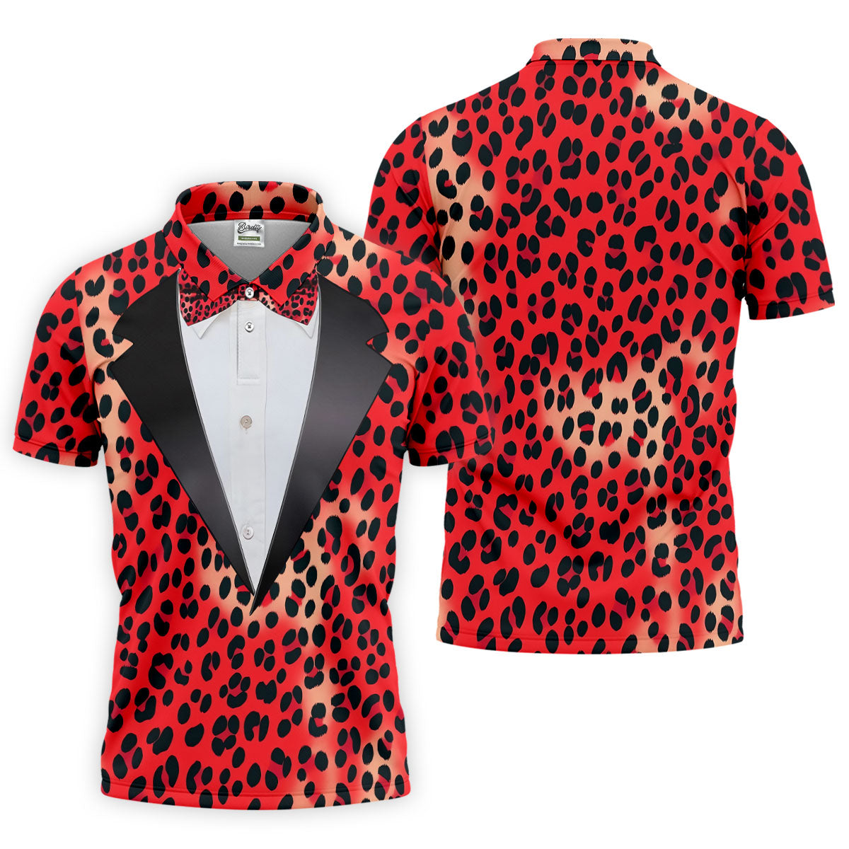 Red Leopard Funny Costume Hawaiian Golf Shirt, Polo Shirtor Men, Golf Shirts For Men