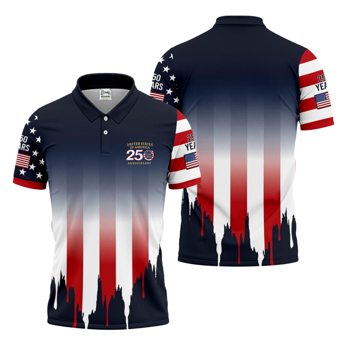 USA 250 Anniversary American Flag Golf Shirt, Patriotic 4th Of July Golf Shirts For Men