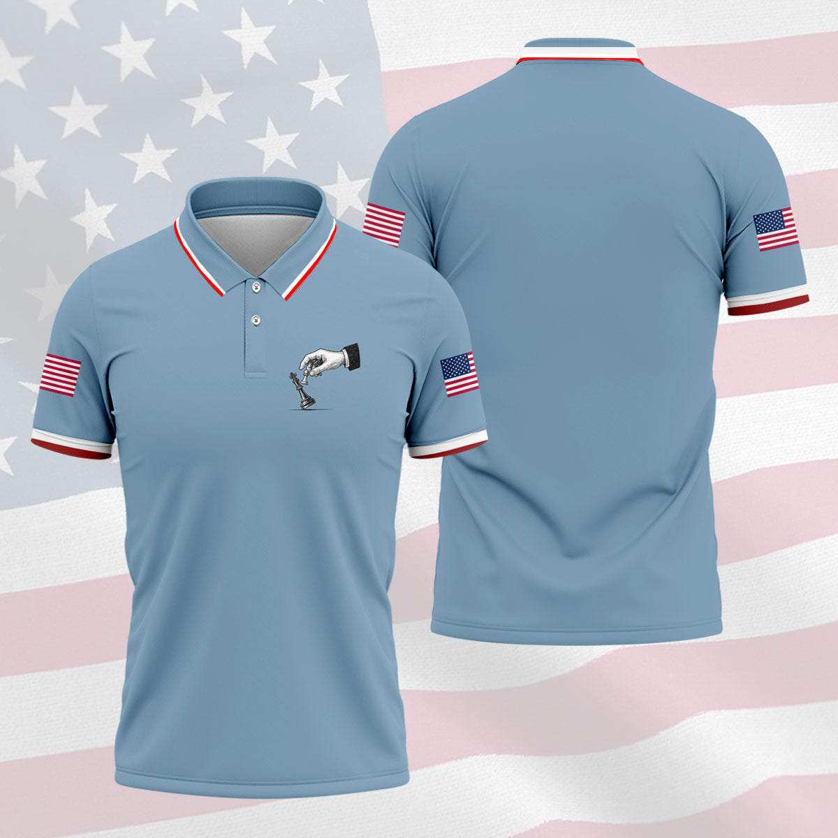 Protest Checkmate Chess 250 Years Patriotic Golf Shirt, Golf Shirts For Men, 4th Of July Golf Shirt