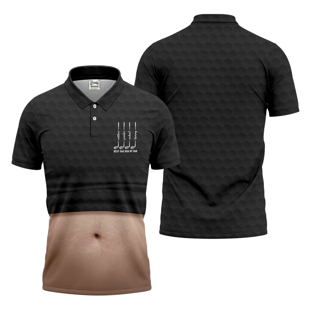 Best Dad Bod By Par Black Men's Funny Golf Polo Shirtr's Day Golf Shirt, Golf Gift For Dad