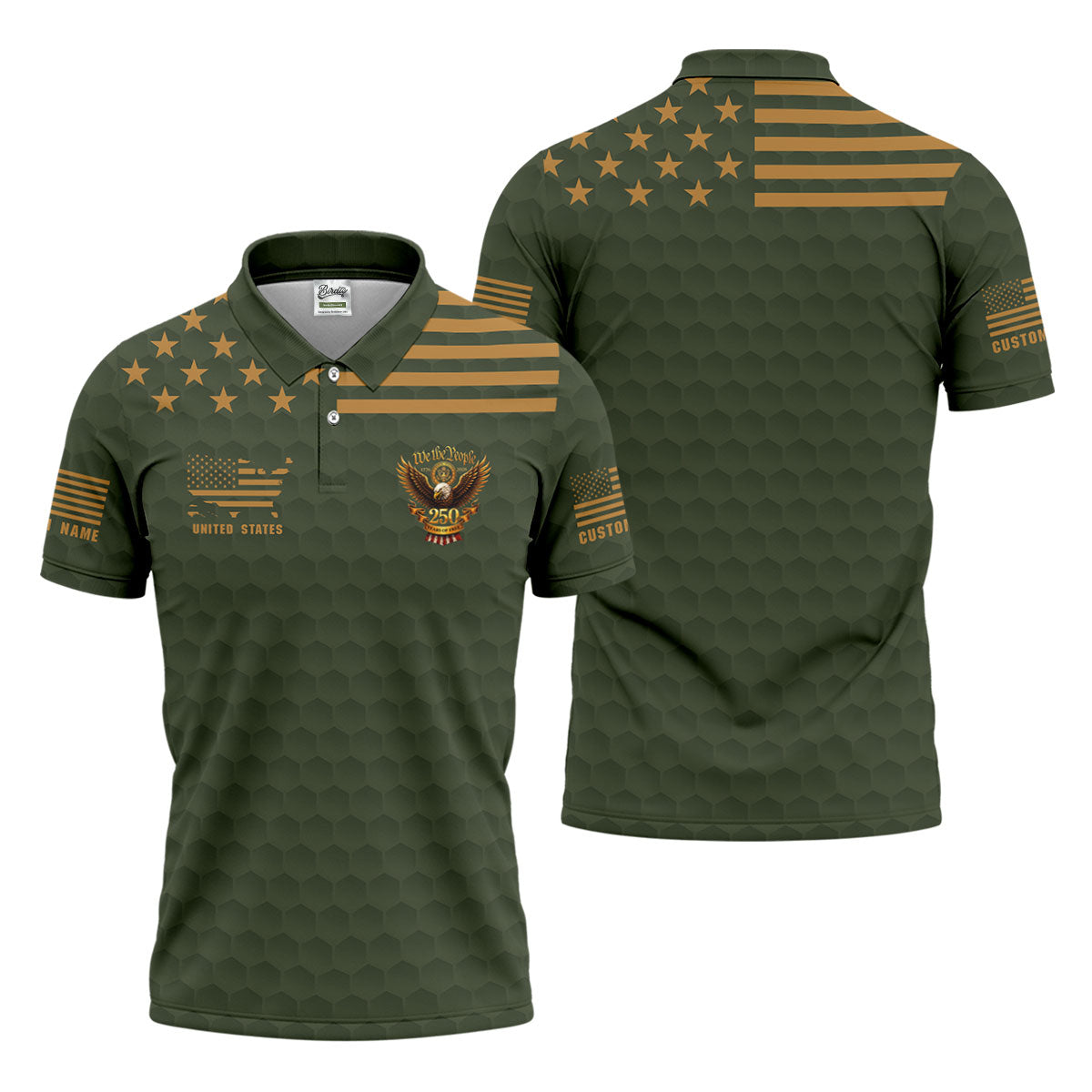Army Veteran We The People 250 Years Of Free 4th Of July Golf Shirt, Golf Shirts For Men