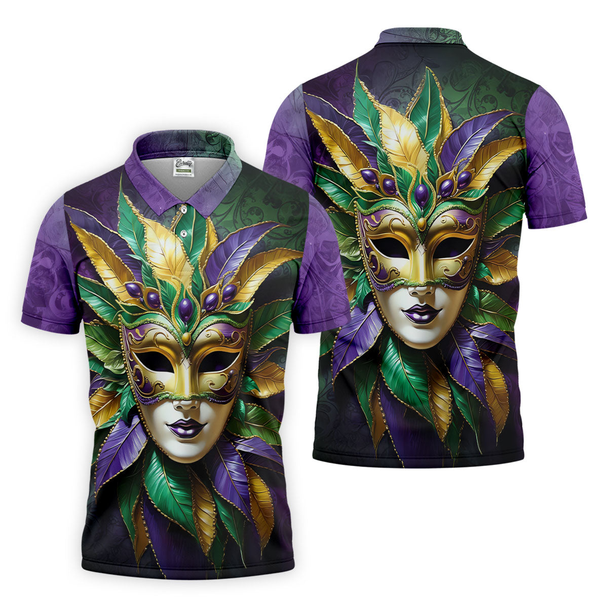 Mardi Gras Festival Mask All Over Print Golf Tops For Men, Polo ShirtFor Men, Golf Shirts For Men