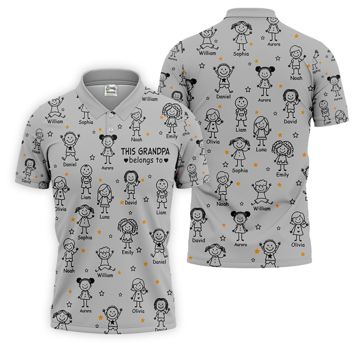 This Grandpa Dad Belongs To Kids Pet Grey Golf Shirt, Polo ShirtFor Men, Golf Gift For Men