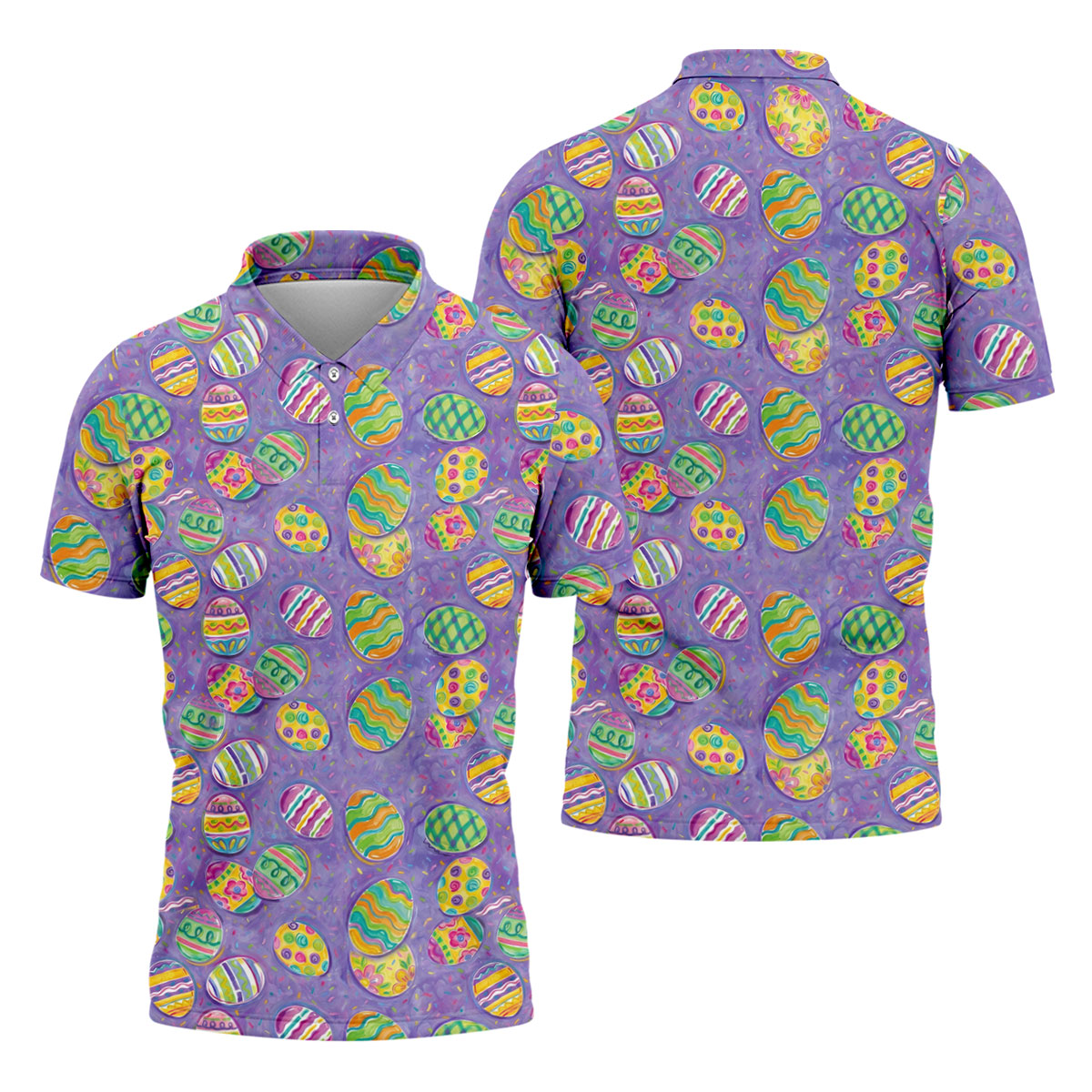 Colorful Painted Easter Eggs Golf Shirts For Men, Cute Golf Outfit, Polo ShirtFor Men