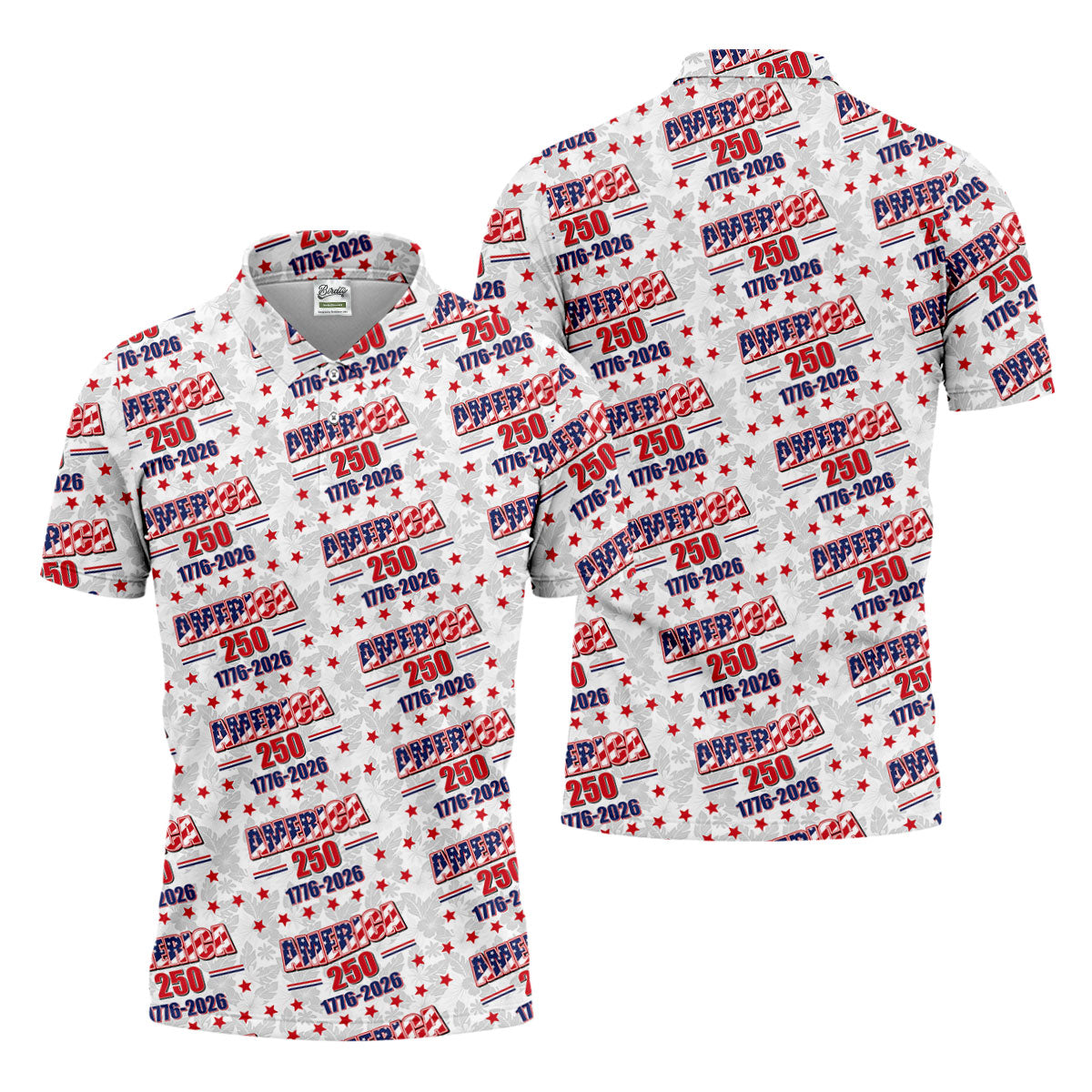America 250 Tropical Floral 4th Of July Golf Shirt, Patriotic Golf Shirt, Golf Shirts For Men