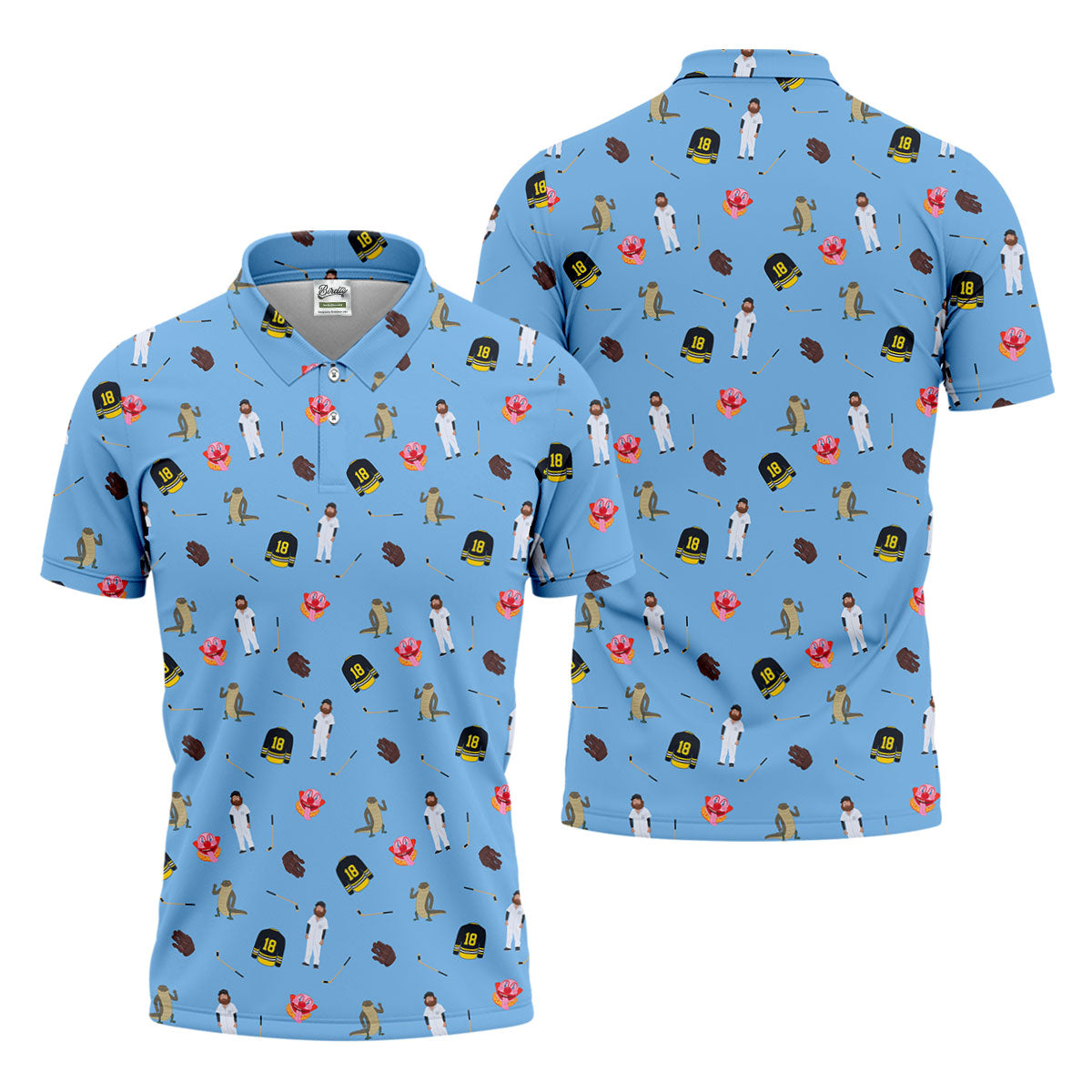 Sport Movie Character Funny Aligator Clown Head Blue Golf Shirt, Men's Funny Golf Shirts, Golf Shirts For Men