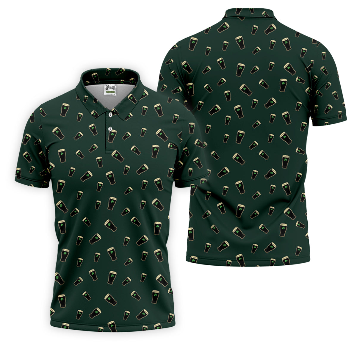 Dark Stout Beer St Patrick's Day Green Shamrock Golf Shirt, Polo ShirtFor Men, Golf Shirts For Men