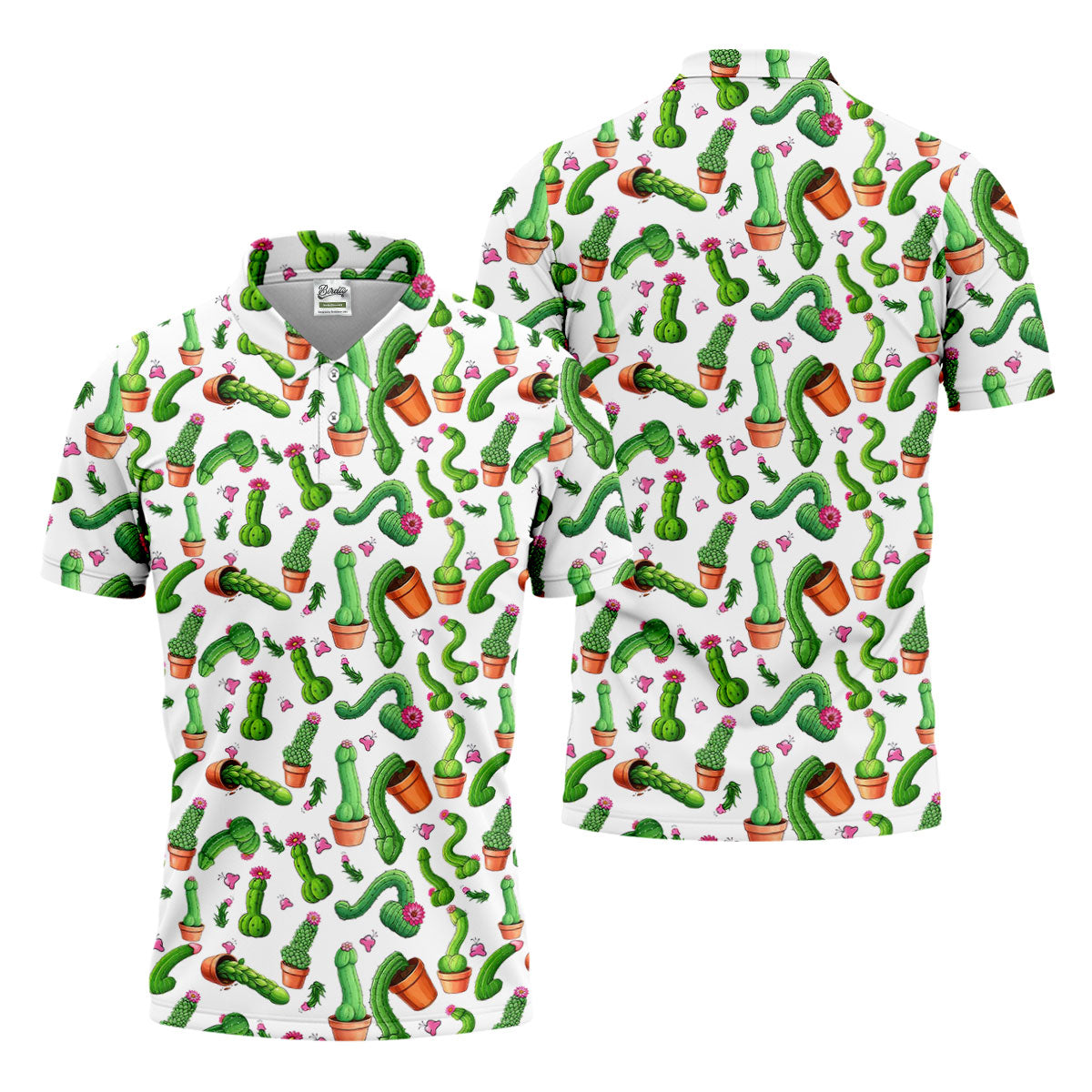 Funny Cactus Adult Humor Mens Golf Shirts, Polo ShirtFor Men, Valentines Golf Gift, Golf Gift For Men