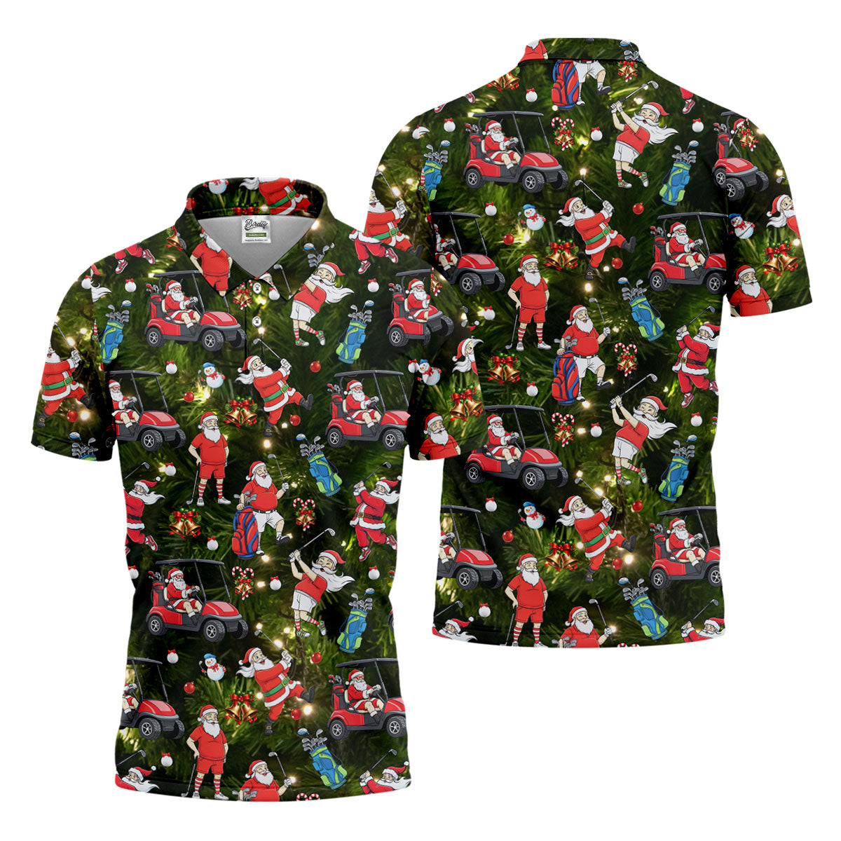 Funny Santa Claus Golf Pose Golf Tops For Men, Polo ShirtFor Men, Christmas Golf Shirt, Mens Golf Gift