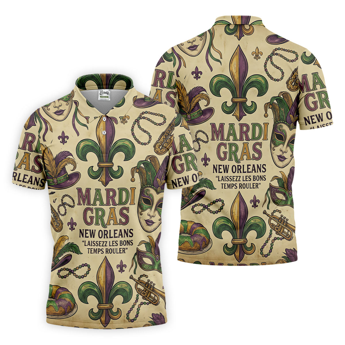 Mardi Gras New Orleans Fleur De Lis Carnival Hat Men's Golf Polo Shirtlf Shirts For Men