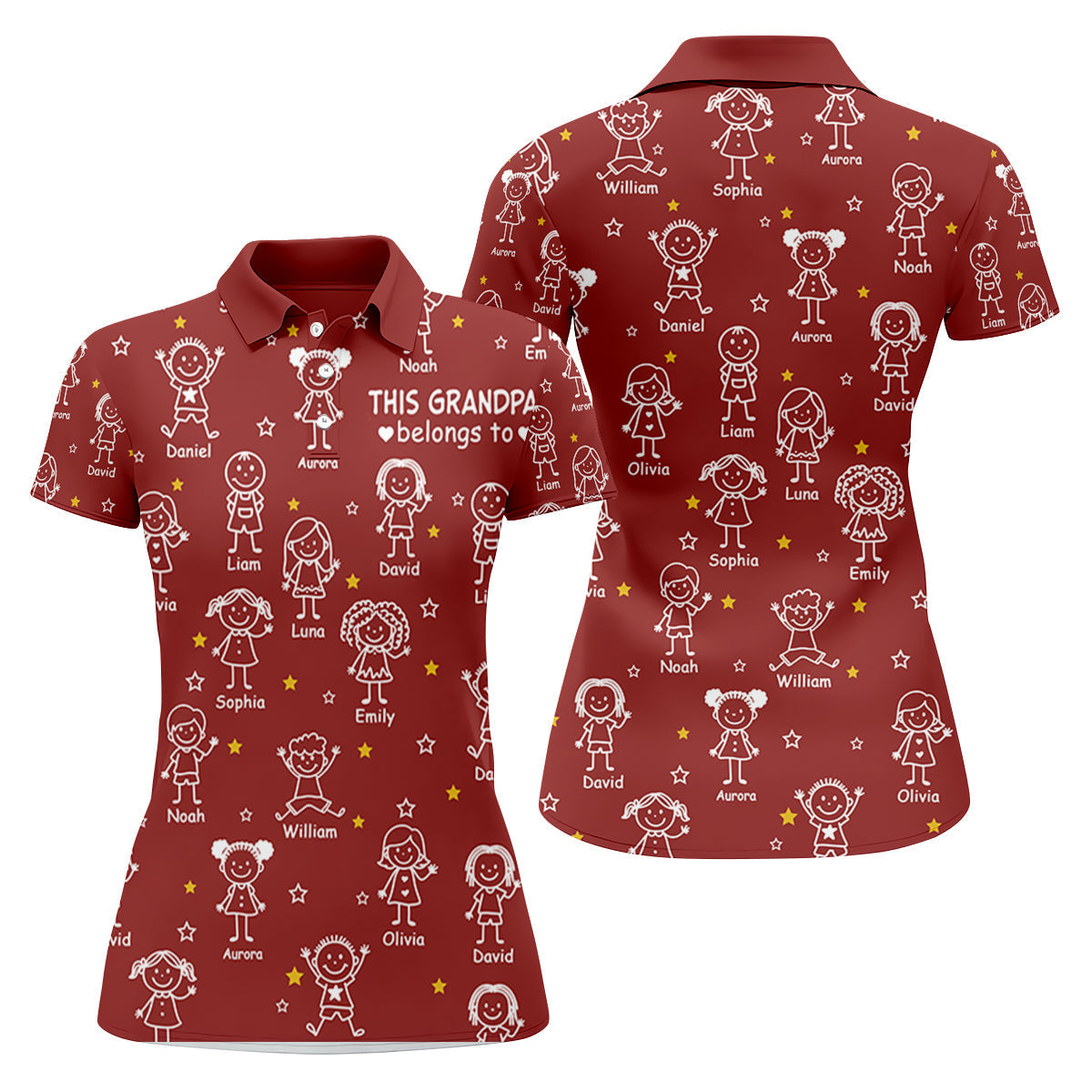 This Grandpa Dad Belongs To Kids Pet Red Golf Shirt, Ladies Golf Tops, Women Golf Top, Golfing Apparel