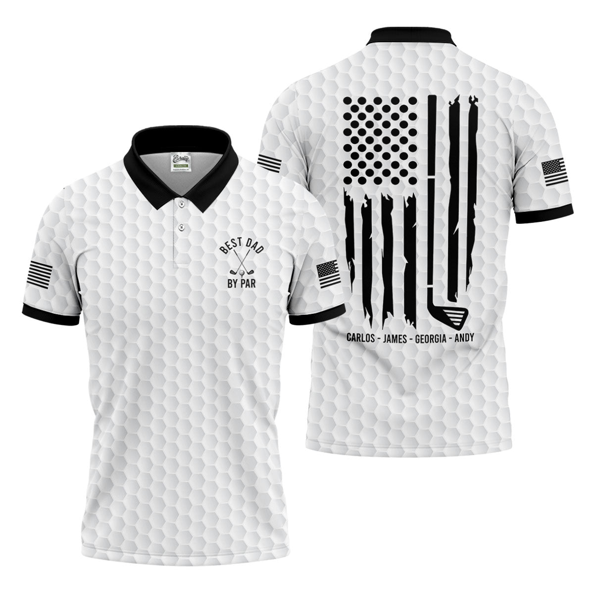 Best Dad By Par US Flag Pattern Father's Day Golf Shirt, Golf Gift For Dad, Polo Shirt Men