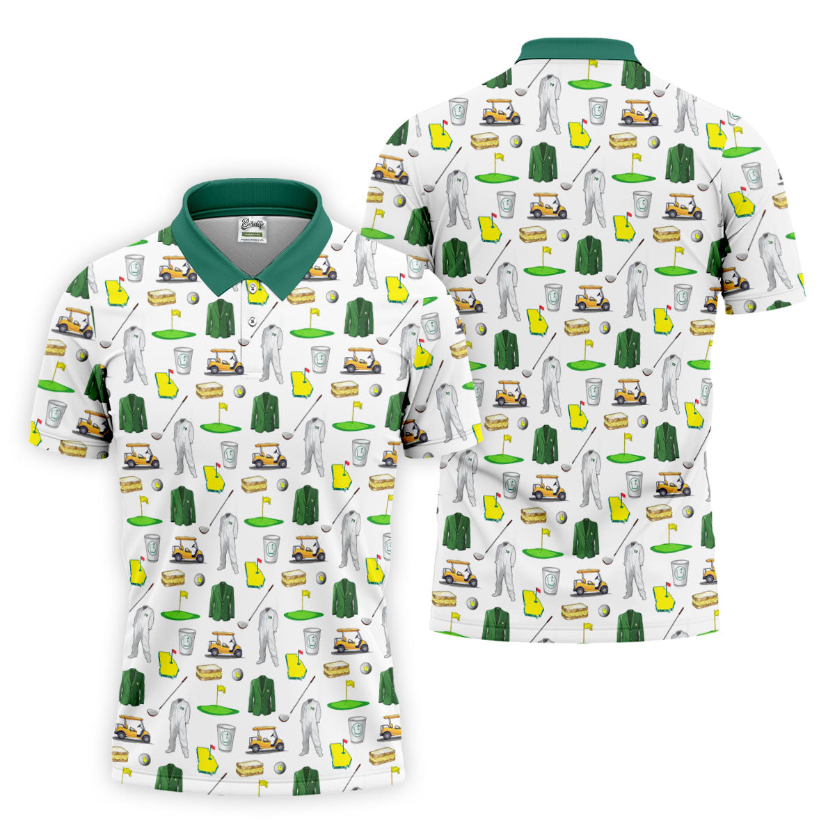 Golf Tournament Augusta Golf Seamless Pattern Performance Golf Shirt, Golf Tops For Men, Golf Shirts For Men