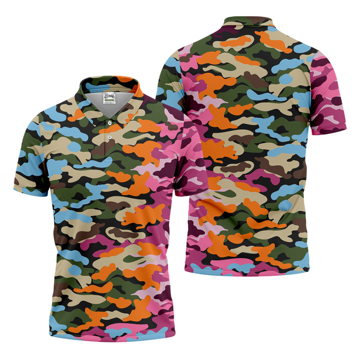 Rainbow Camouflage Golf Tops For Men, Cool Golf Outfit, Polo Shirtor Men, Golf Shirts For Men