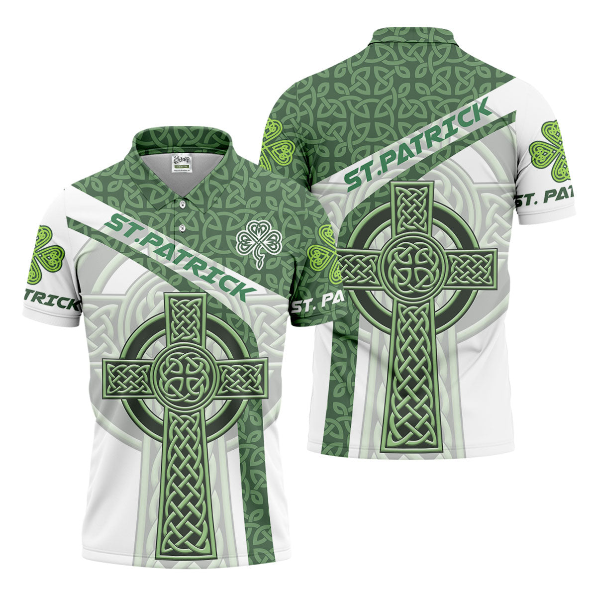 St Patrick's Day Celtic Knotwork Pattern Shamrock Golf Shirt, Polo ShirtFor Men, Golf Shirts For Men