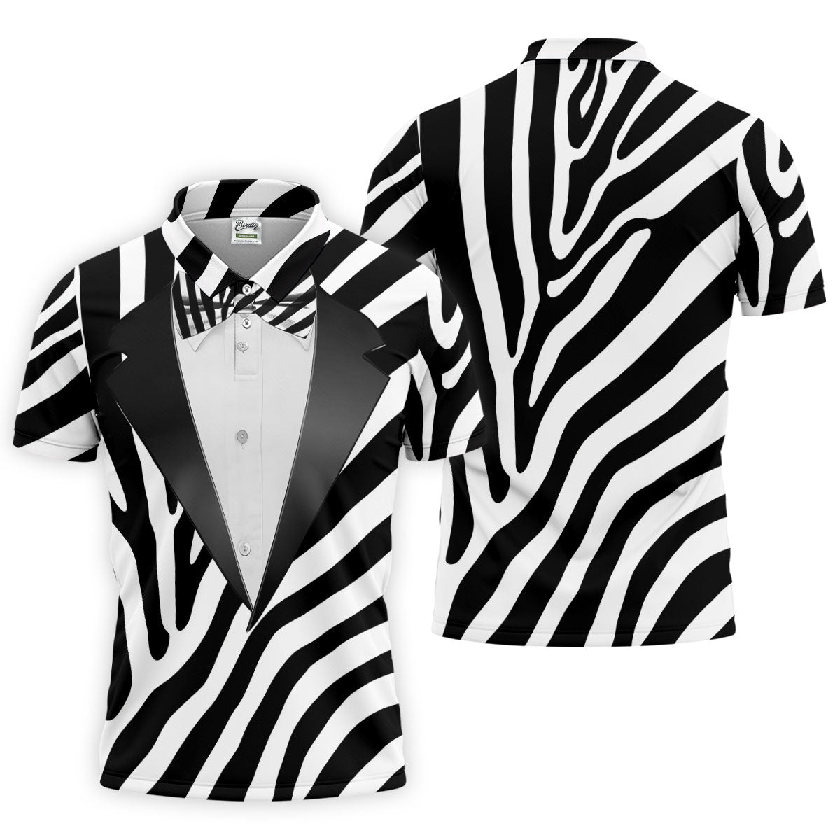Zebra Pattern Funny Costume Hawaiian Golf Shirt, Polo ShirtFor Men, Golf Shirts For Men