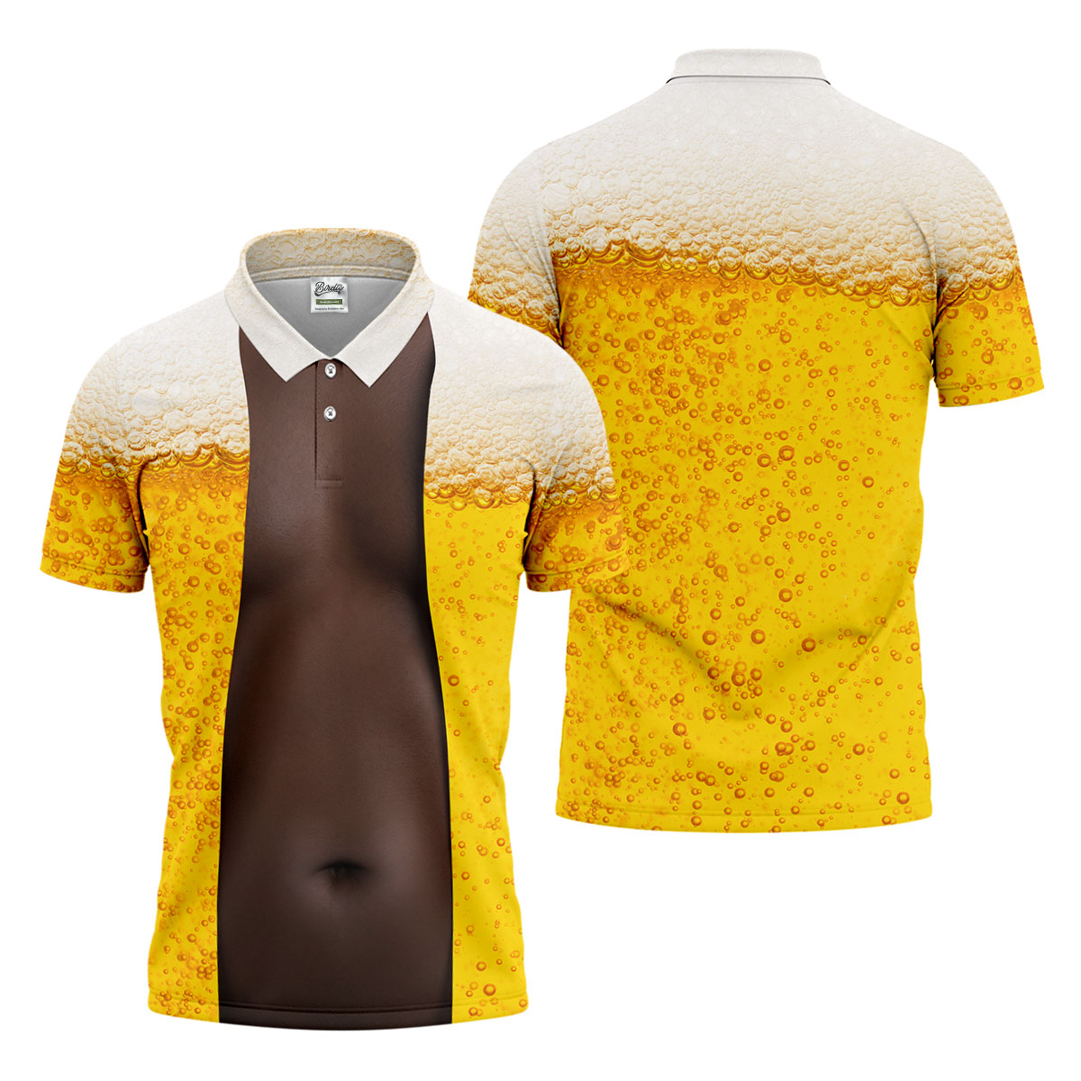 Beer Pint Illusion Pattern Hawaiian Golf Shirt, Golf Shirts For Men, Polo Shirts For Men