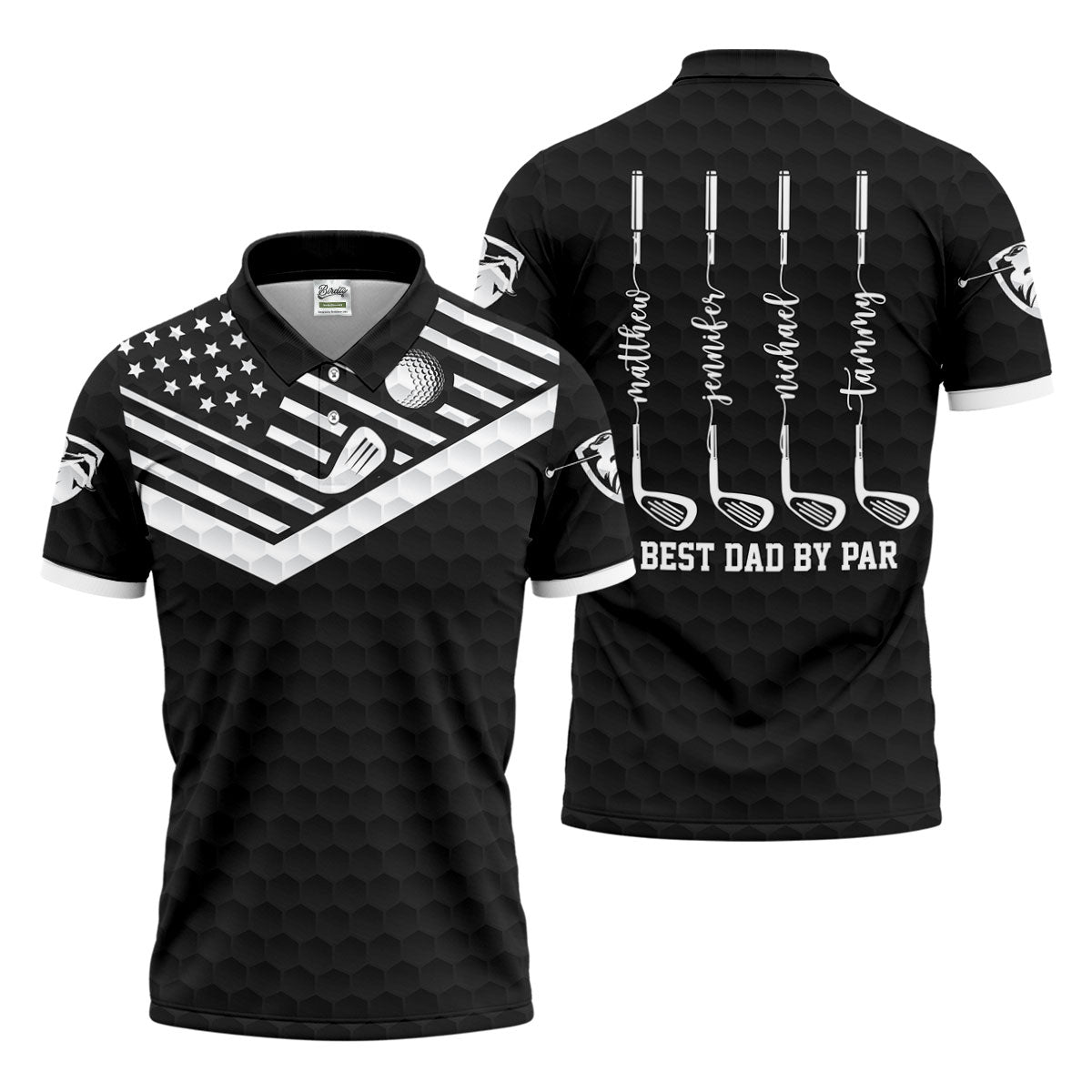 Best Dad By Par US Flag Pattern Father's Day Golf Shirt, Golf Gift For Dad, Personalized Gifts For Dad