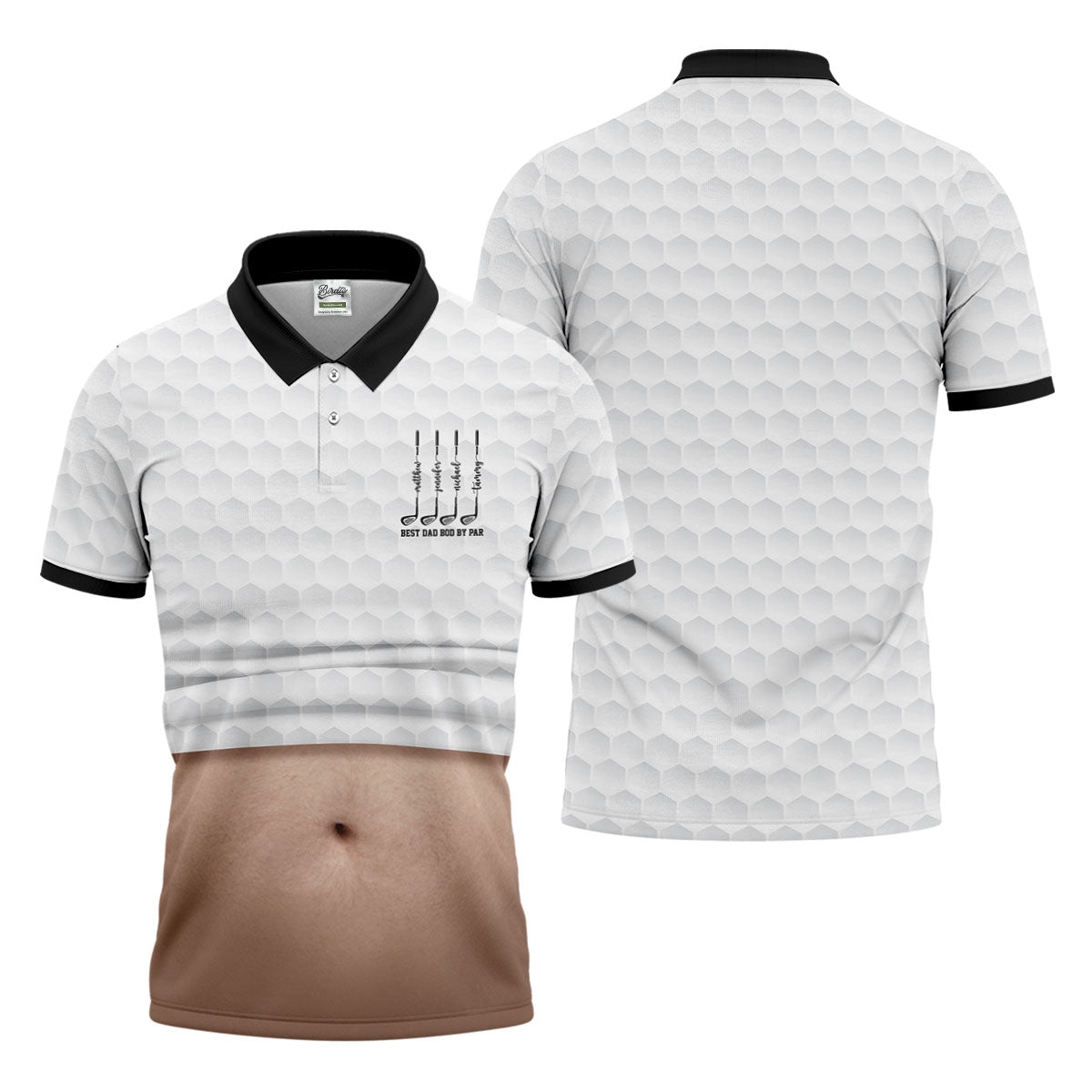 Best Dad Bod By Par White Men's Funny Golf Polo Shirtr's Day Golf Shirt, Golf Gift For Dad