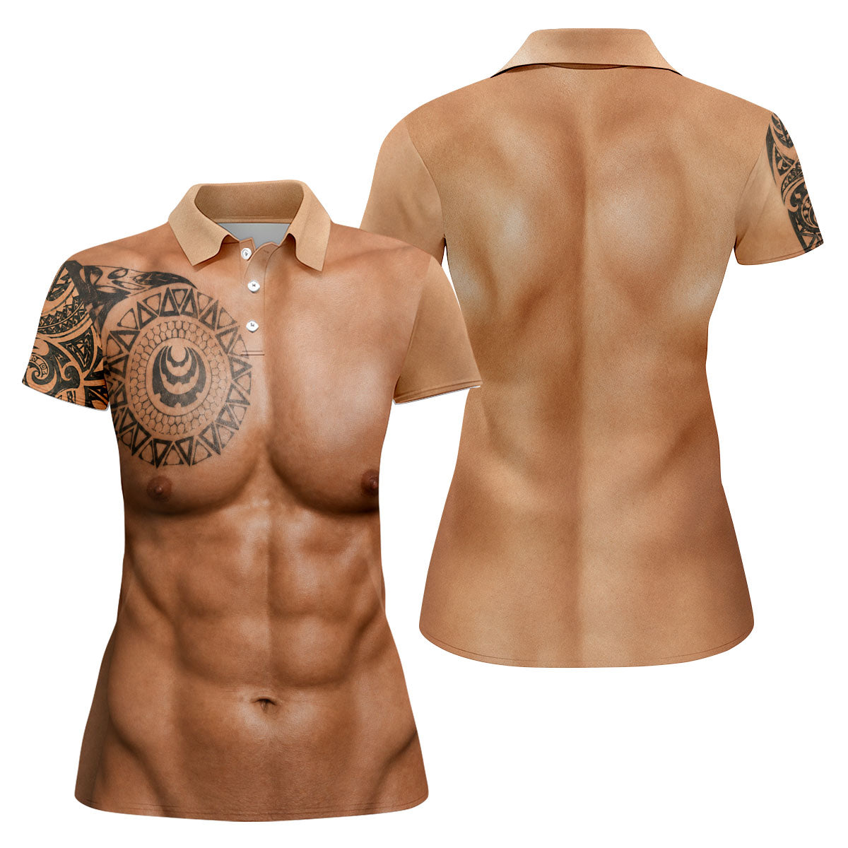 Funny Muscle Body Tattoo Print Golf Shirt, Funny Golf Shirt, Hawaiian Golf Shirt, Golf Tops For Women