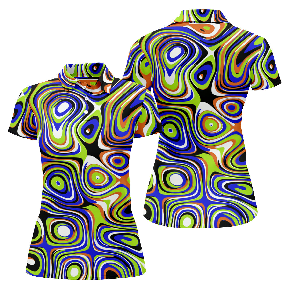 Blue And Green Fluid Art Cool Golf Shirt, Women's Golf Tops, Ladies Golf Shirts, Women's Polo Shirt