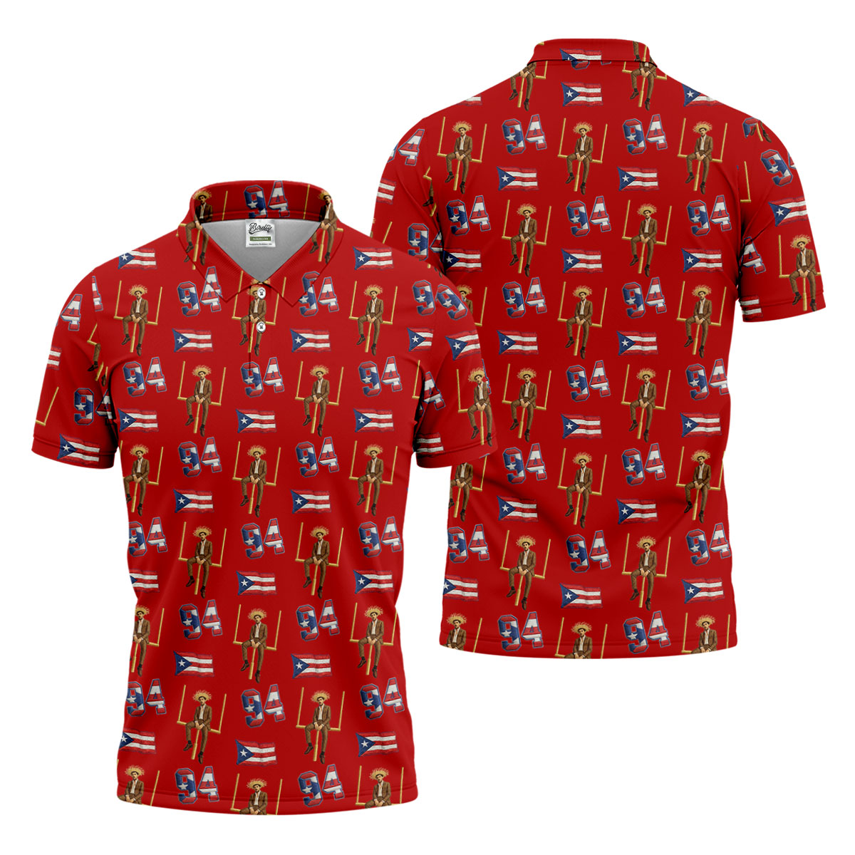 Bad Bunny Benito Bowl Football Theme Red Men Polo, American Football League Gift Ideas For Football Fans