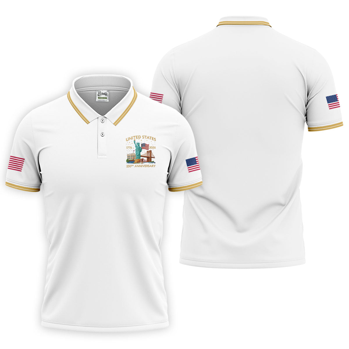 America 1776-2026 Patriotic Golf Polo ShirtS 250th Anniversary 4th Of July Golf Shirts For Men