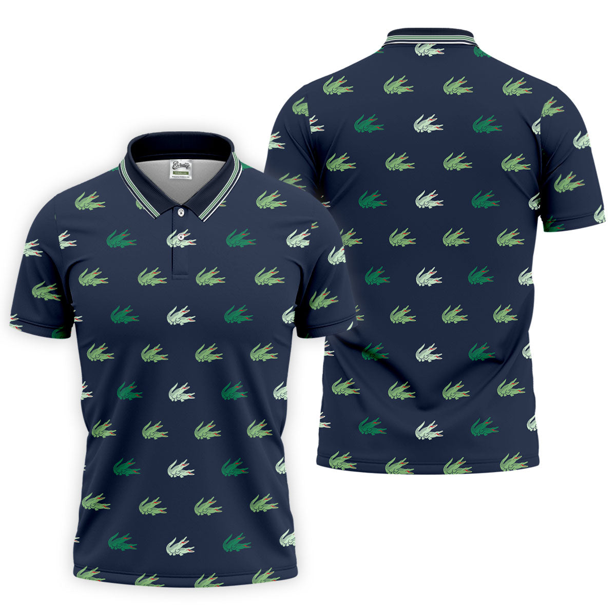 Navy Crocodile Pattern Golf Shirt, Mens Polo Shirt, Golf Shirts For Men, Performance Golf Shirt