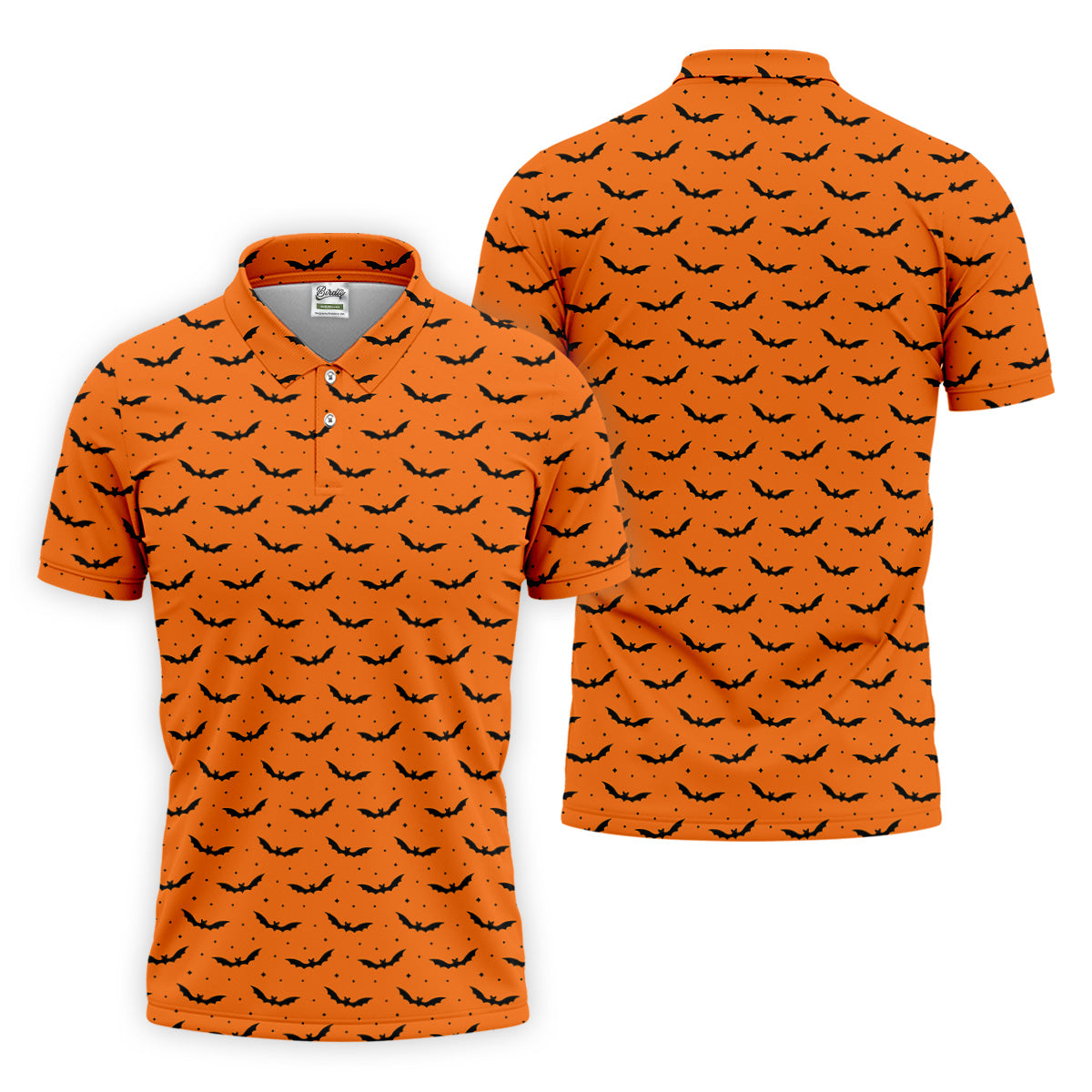 Spooky Bats Orange Halloween Golf Shirt, Polo ShirtFor Men, Golf Gift For Men, Golfing Apparel