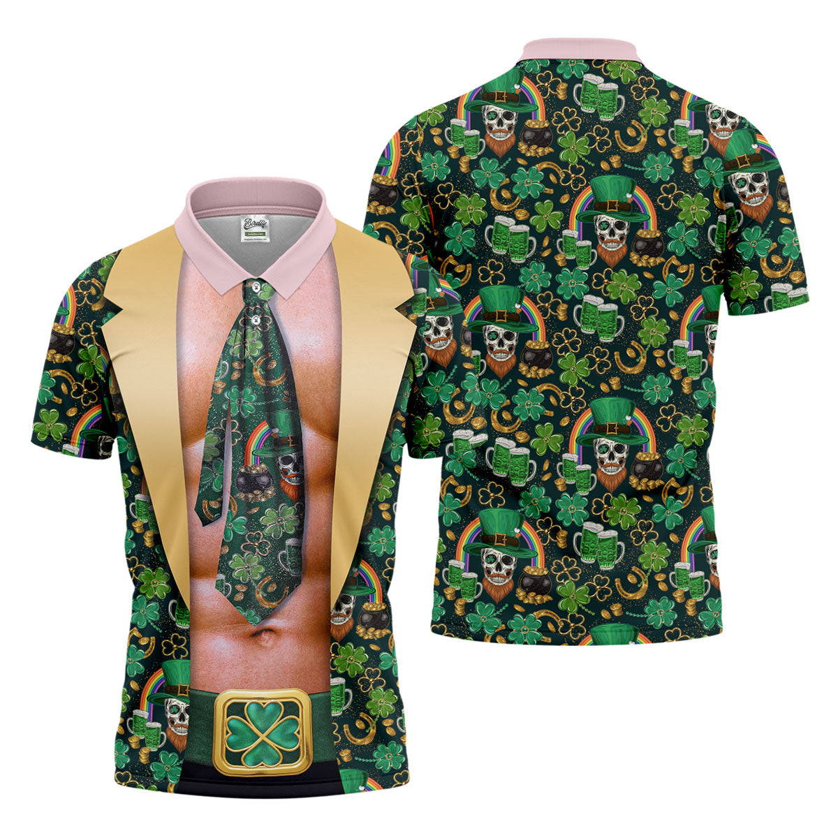 Funny Costume Shamrock St Patrick's Day Golf Shirt, Performance Golf Shirt, Polo ShirtFor Men