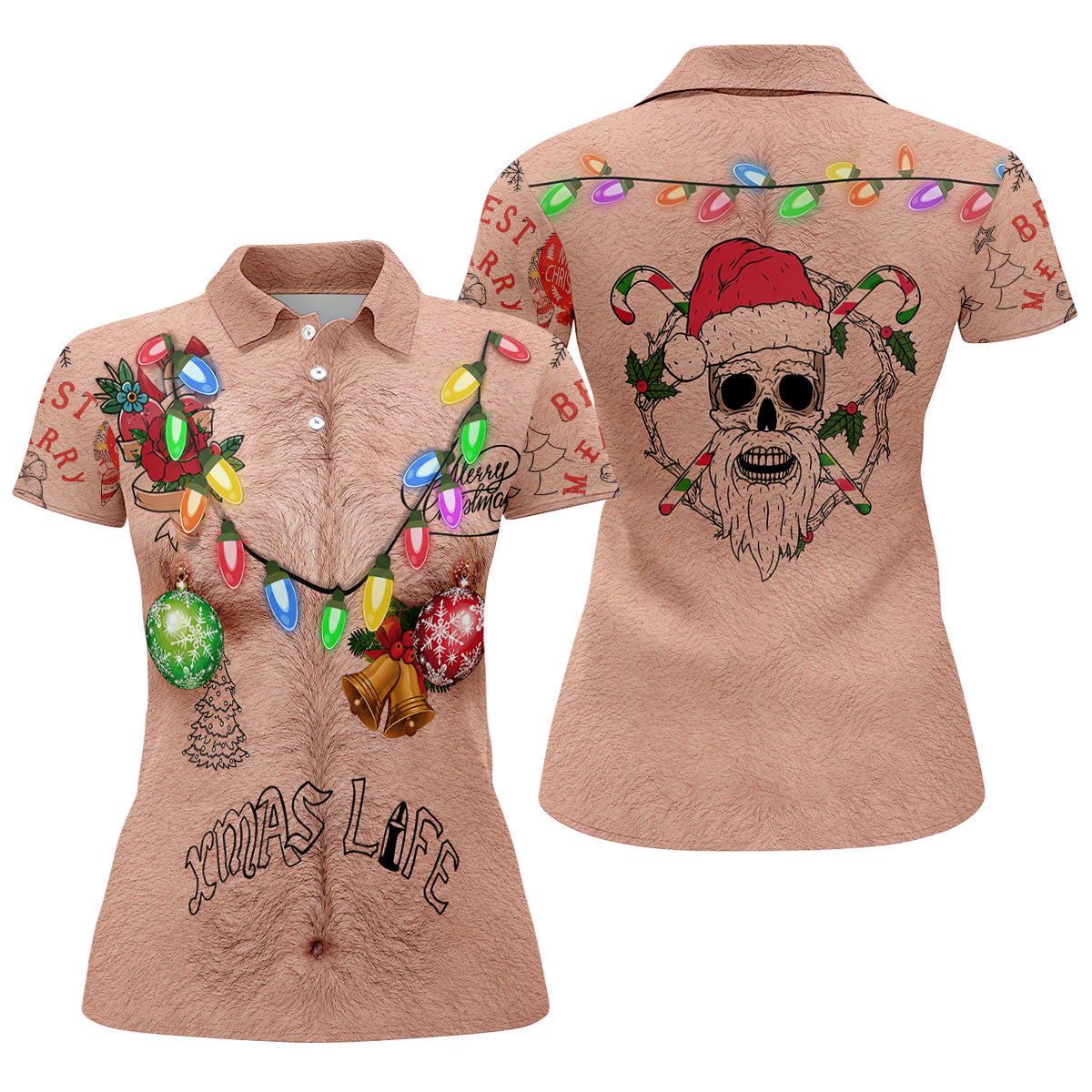 Funny Xmas Life Christmas Lights Body Golf Shirt, Christmas Shirts For Women, Christmas Golf Shirt