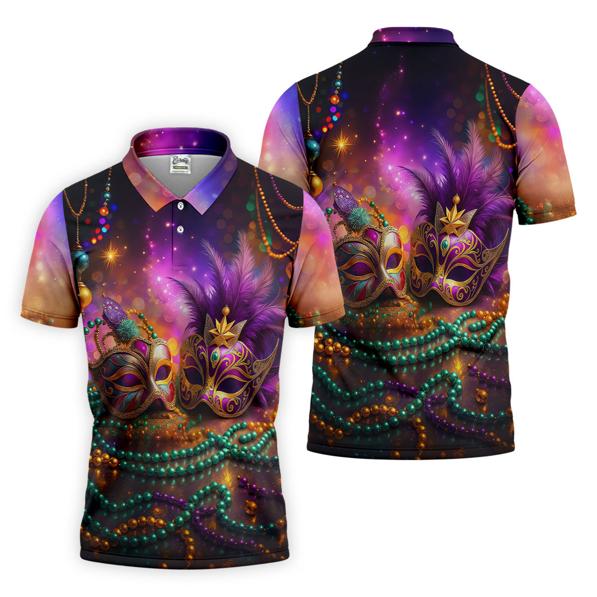 Carnival Mask Beads Chain Bokeh Effect Mardi Gras Golf Shirt, Polo ShirtFor Men, Golf Shirts For Men