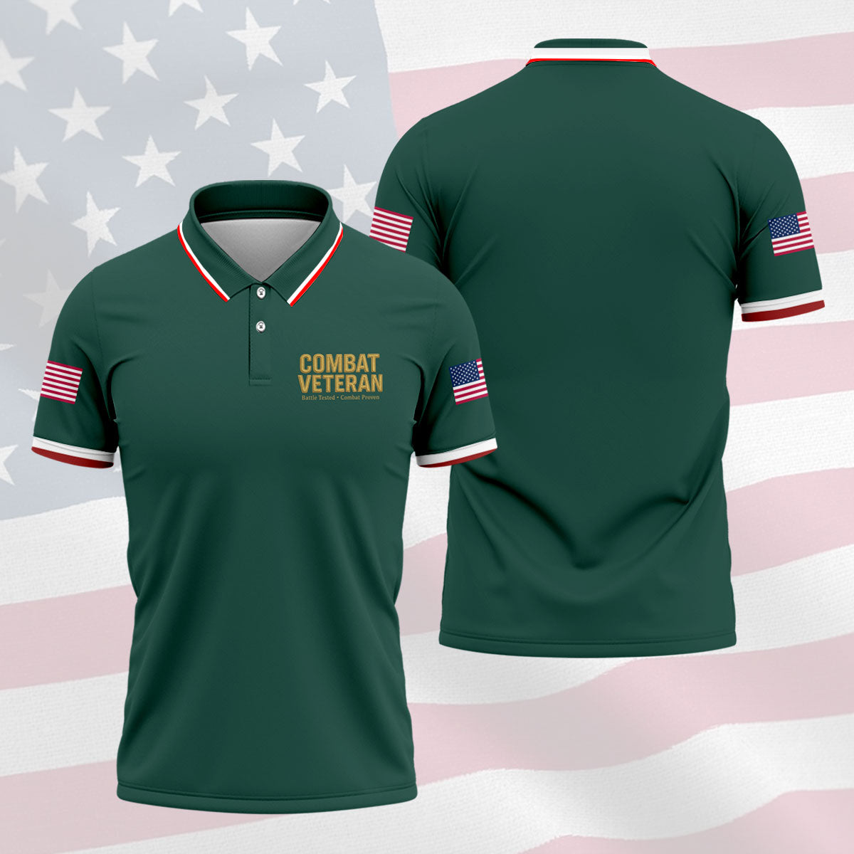 Combat Veteran 250 Years Patriotic Golf Shirt, Golf Shirts For Men, 4th Of July Golf Shirt