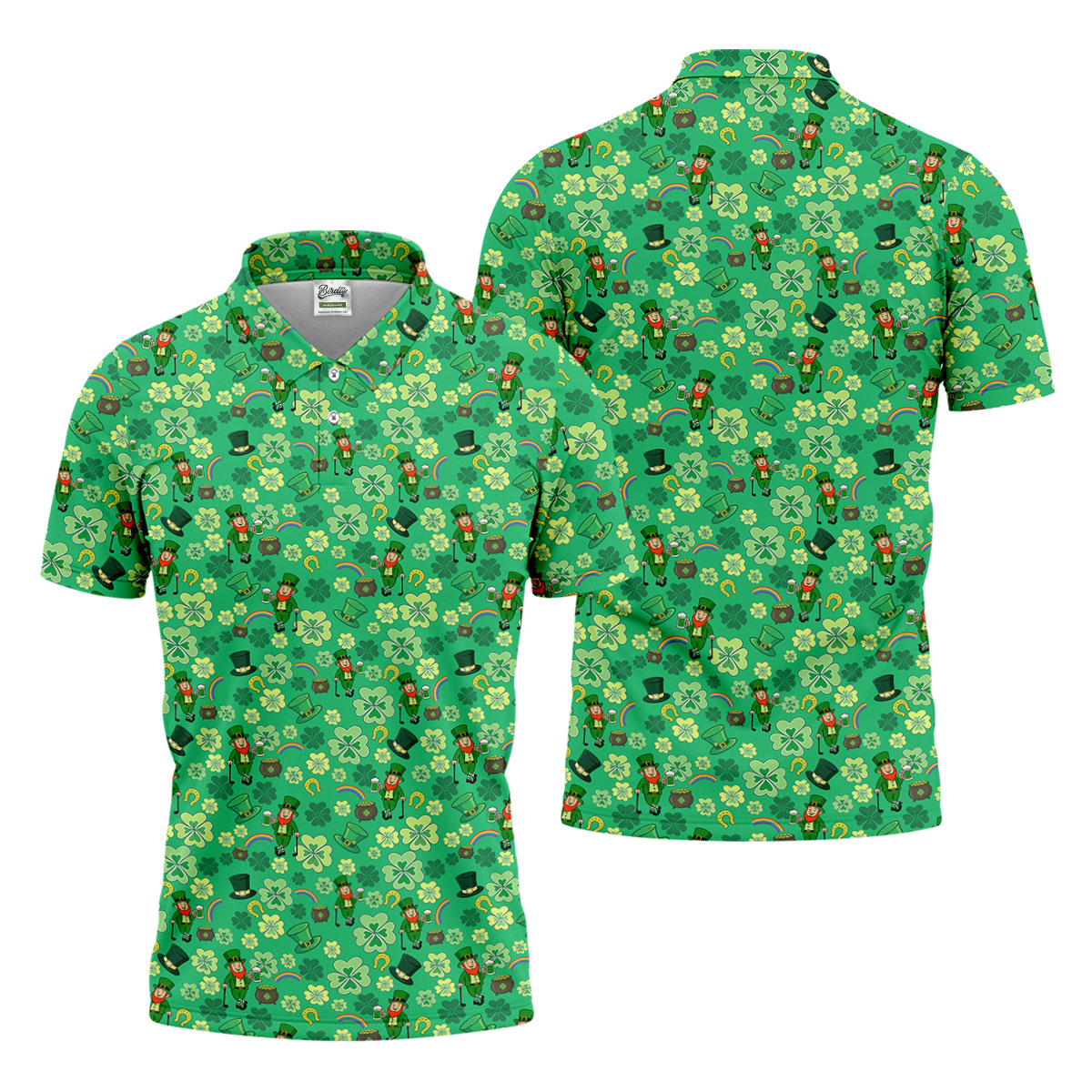 Shamrock St Patrick's Day Light Green Golf Shirt, Polo ShirtFor Men, Golf Shirts For Men, Golfing Apparel