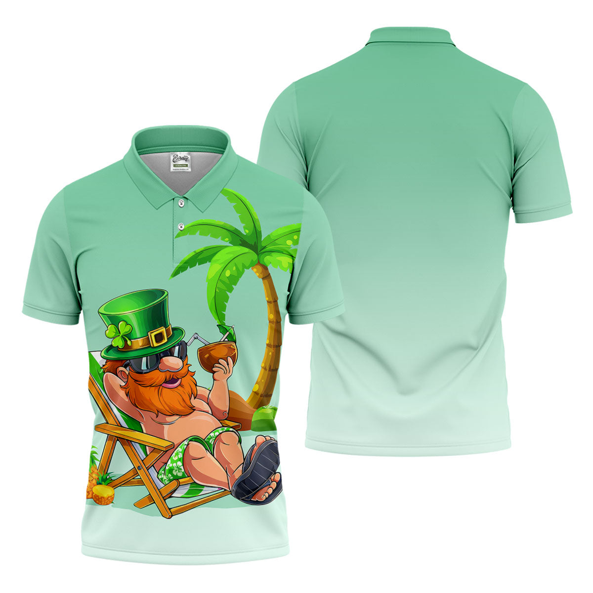 Leprechaun St Patrick's Day Hawaiian Summer Fun Golf Shirt, Golf Tops For Men, Golf Shirts For Men