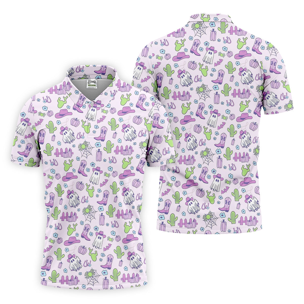 Western Halloween Purple Golf Tops For Men, Fun Golf Shirts For Men, Polo ShirtFor Men