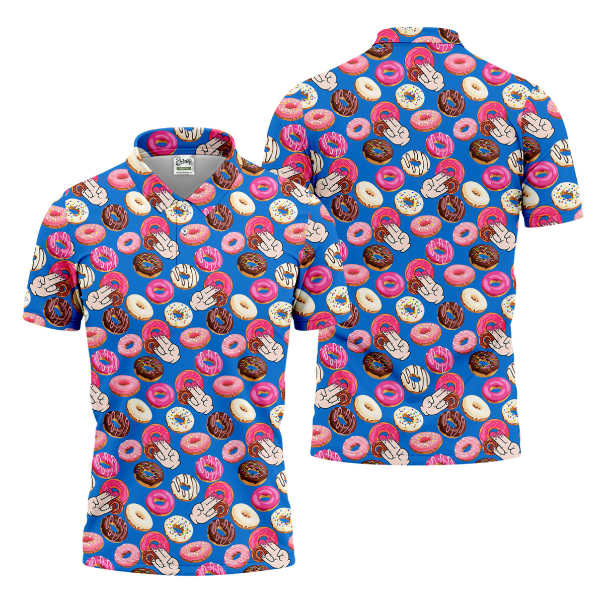 Funny Donut Adult Humor Blue And Pink Fun Golf Shirts For Men, Valentines Golf Gift, Polo ShirtFor Men