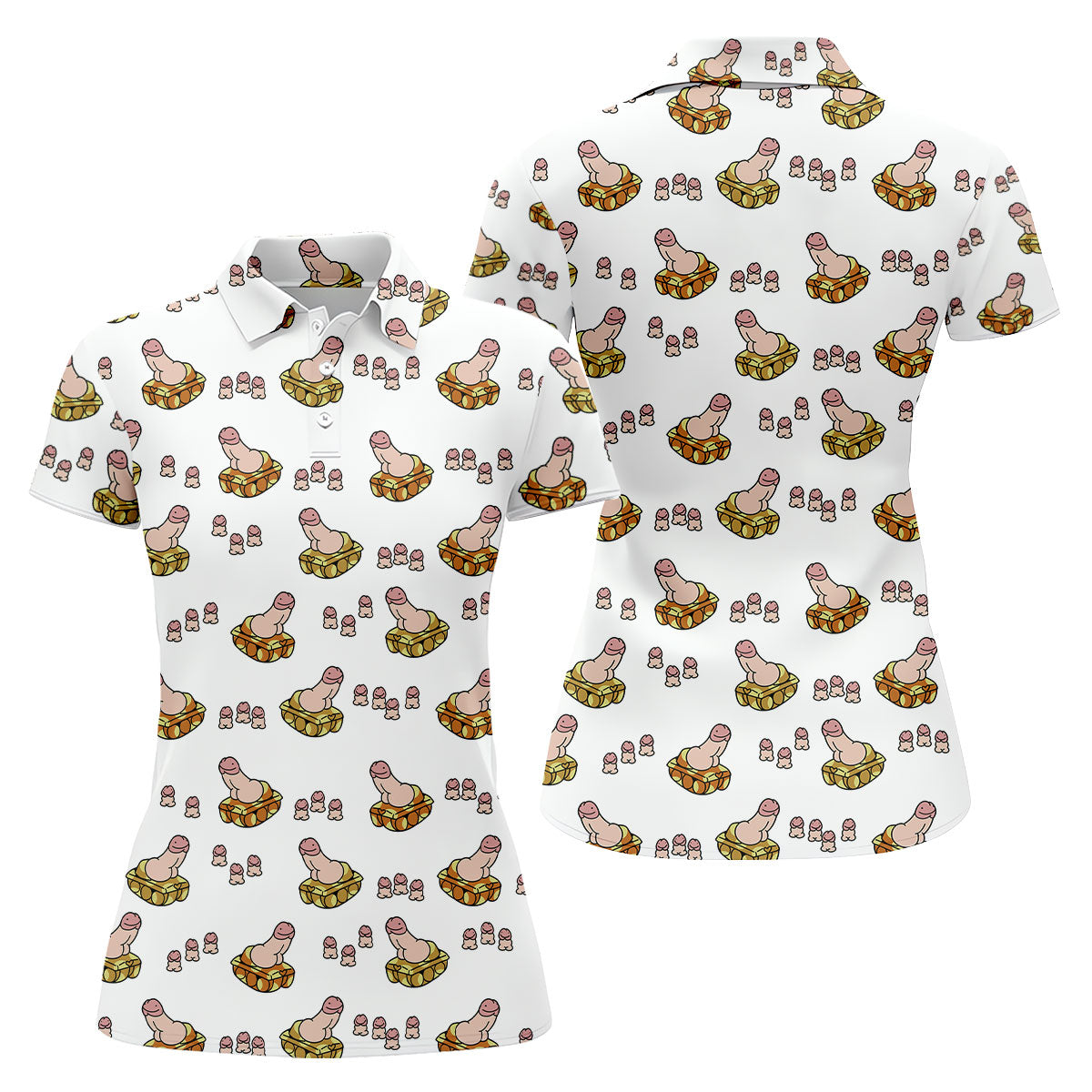 White Funny Adult Novelty Tank Pattern Golf Shirt, Women's Golf Tops, Performance Golf Shirt