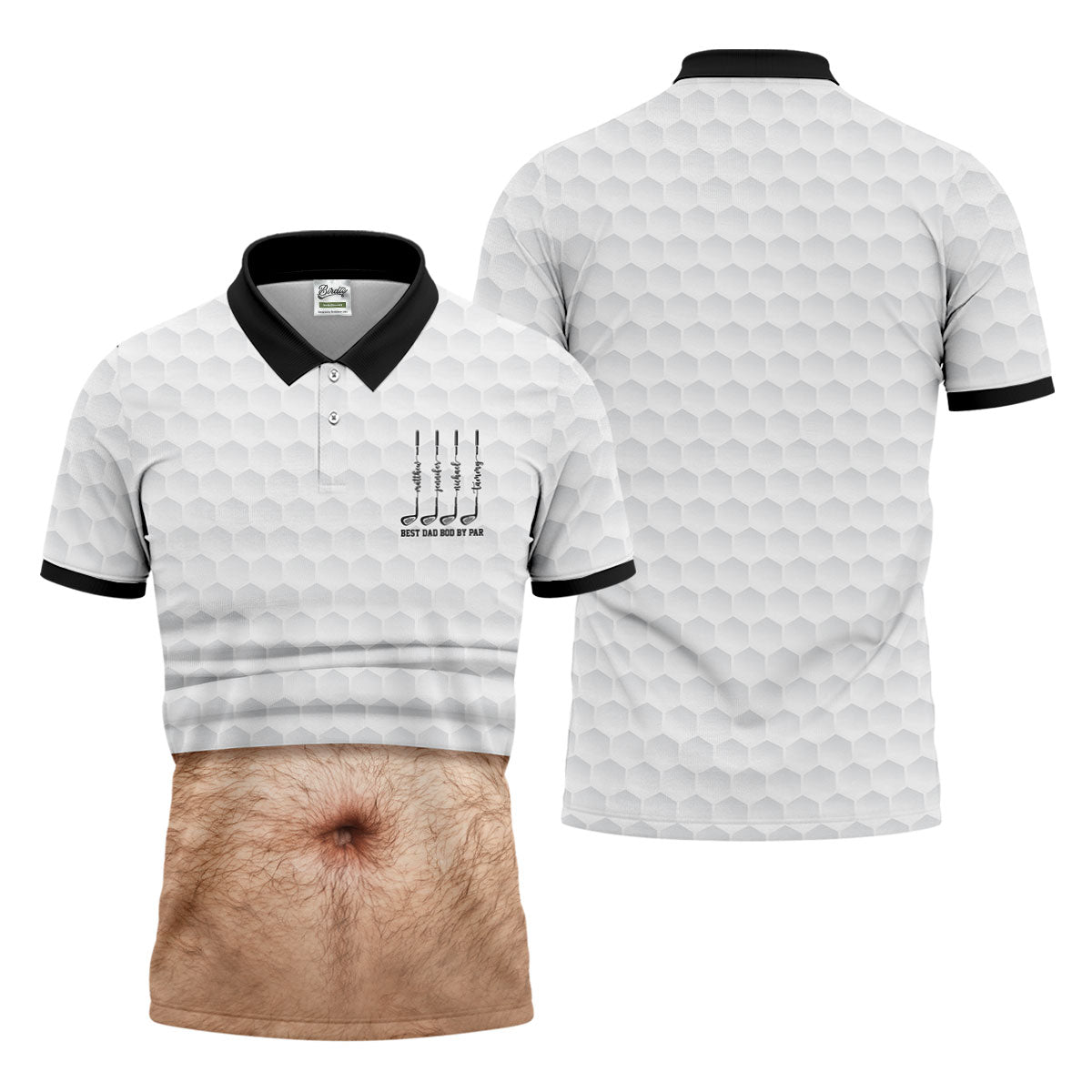 Best Dad Bod By Par White Men's Funny Golf Polo Shirtr's Day Golf Shirt, Golf Gift For Dad
