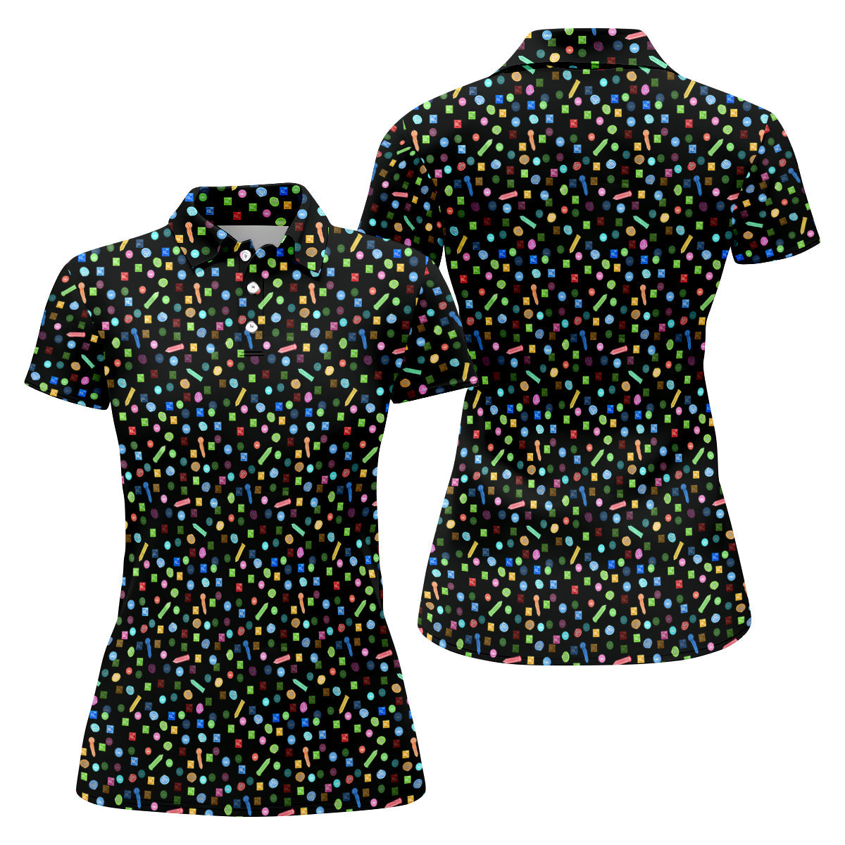 Colored Condoms Funny Style Black Golf Shirt, Women's Golf Tops, Valentines Golf Gift, Golf Gift For Ladies