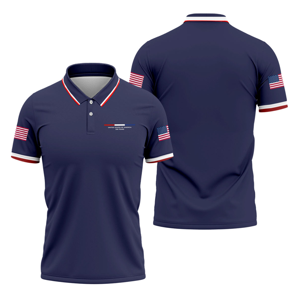 United States Of America 250 Years Navy Golf Shirt, Patriotic Golf Shirt, Golf Shirts For Men