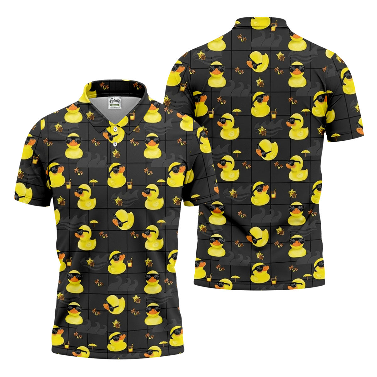 Yellow Rubber Duck Men's Funny Golf Shirts, Black Golf Shirt, Polo ShirtFor Men, Golf Shirts For Men